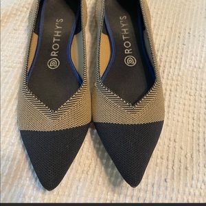 Rothy’s Tan Black Pointed Toe Flats Size 9.5W